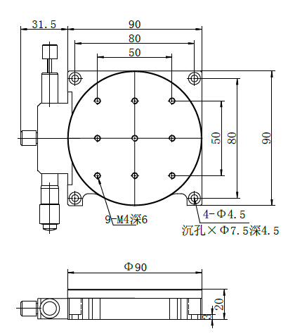 Manual Rotary stage: J03SX125